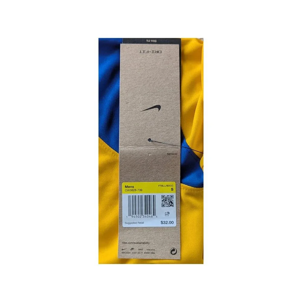 Nike Men’s Dri-FIT Athletic Top Yellow Blue Slim Fit Size S NWT - Picture 4 of 5